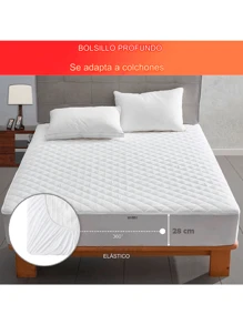 Protector Cubre Colchon Tamaño Matrimonial 100% Impermeable Lavable Con 2 Fundas Para Almohada - Blanco - Ver 10