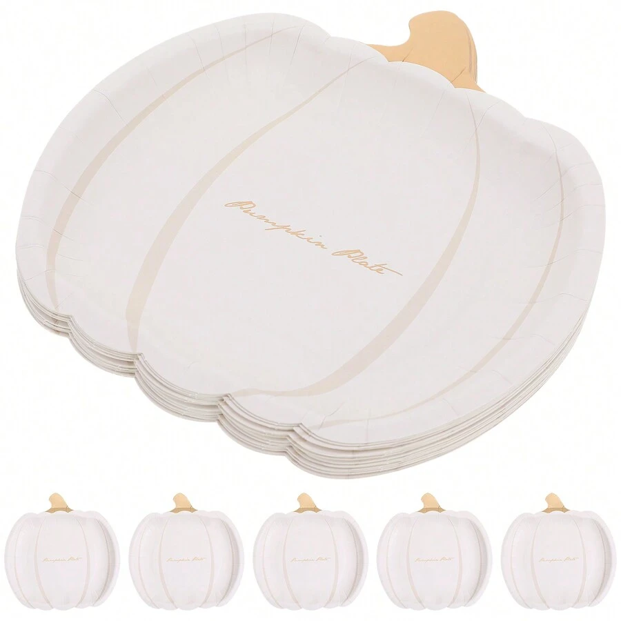20 Pcs Disposable Pumpkin Paper Plates Lovely Paper Plates (Assorted Color)Home Room Decoration - White - View 1