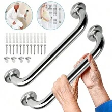 Dazone 2 件不锈钢扶手浴室安全无障碍淋浴浴缸马桶扶手手柄支撑老人孕妇防滑浴缸把手平衡杆 30CM/12" 40CM/16" 50CM/20" 壁挂式带螺丝家居浴室装饰浴室配件浴室收纳夏季返校收纳 - 30公分 - 查看 10