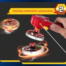 1pc Children's Alloy Spinning Multiple Gameplay Gyro Toys Magic Combination Pull Rope Cool Light Gyro Festivals Birthday Gifts  Kids(The Decorative Design Of The Gyro Is Random) - Multicolor - View 7