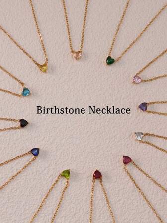 1 st Elegant & delikat 12 stjärntecken Hjärtformat färgat glas infällt 18k guldpläterat hängehalsband i rostfritt stål, perfekt för damfest eller julklapp Alla hjärtans dag, mamma, mor, mors dag, present