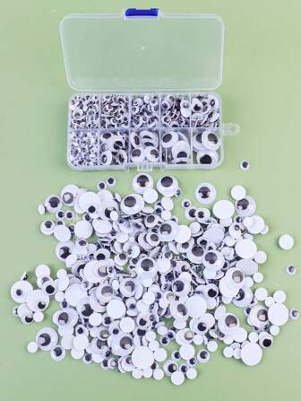 800 piezas/caja Pegatinas de ojos móviles creativos de bricolaje de dibujos animados realistas, pegatinas decorativas de ojos y pestañas de colores para manualidades y muñecas de animales, incluye una combinación de cuentas de ojos negro y blanco y negro de aproximadamente 800 piezas/caja