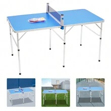 Table Tennis Table, Table Tennis Table Indoor/Outdoor (152 X 76 X 76 Cm) Portable Table Tennis Table Foldable With Bat, Table Made Of MDF Board And Aluminum Alloy - Blue - View 1