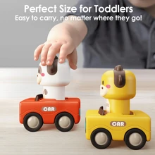 Jouets de voitures de course d'animaux, set de véhicules de jeu, jouets de voitures à friction. Voitures-jouets parfaits en cadeau pour les garçons et les filles, jouets pour garçons, voitures-jouets, activités de conduite de voitures, voitures-jouets pour bébés, rentrée des classes