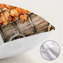 1pc Simple Autumn Pumpkin & Carriage Pattern Soft Velvet Throw Pillow Cover, 45*45CM Decorative Cushion Case For Home, Party, Gift - Multicolor - View 7