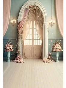 1pc Floral Arch Backdrop For Wedding Photography, Venue Decor Material - Multicolor - View 17