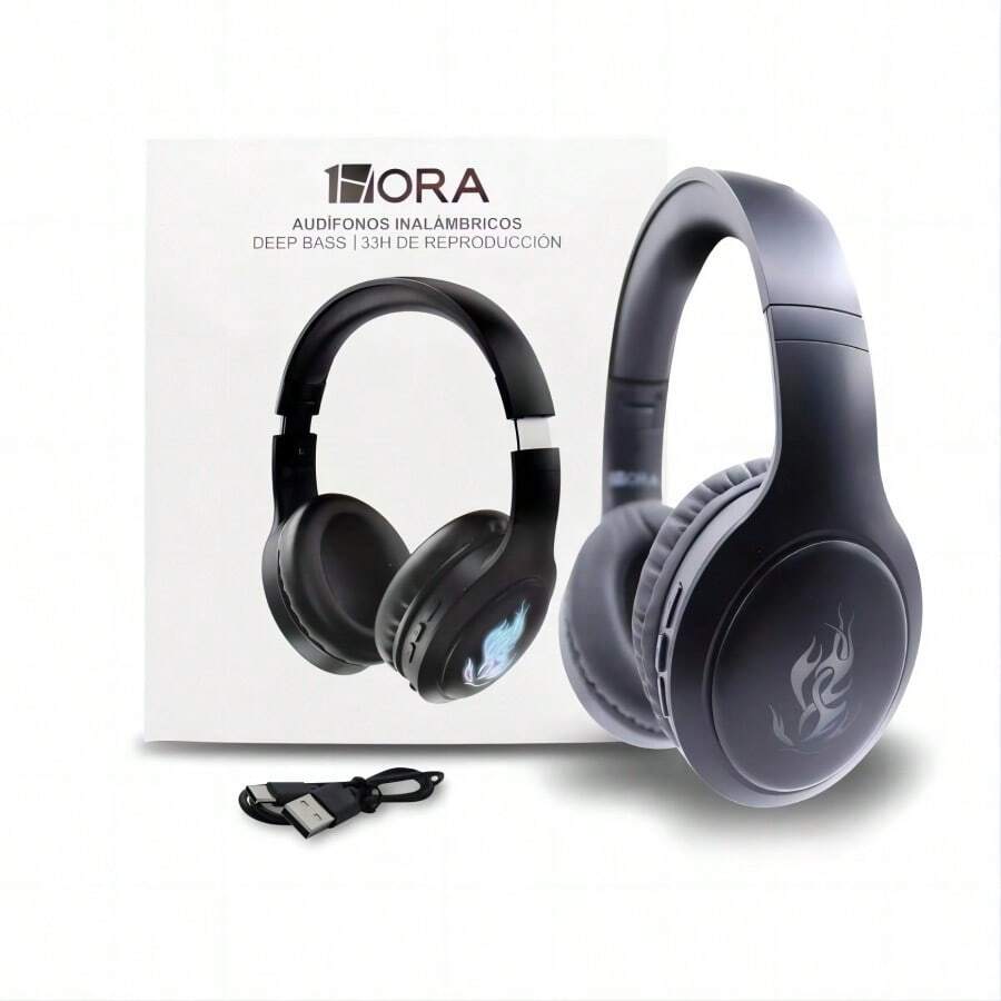 Audífonos Inalámbricos De Diadema Deep Bass Luz LED Bluetooth 5.1 1Hora - Negro - Ver 1