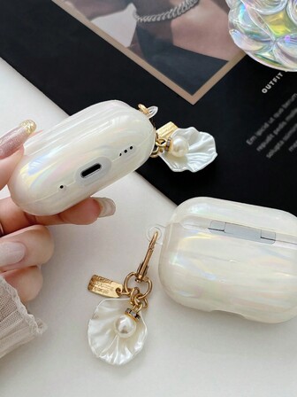 1 st. färgglatt skalmönster + pärlhängande kedja IMD stötsäkert hörlursfodral kompatibelt med Apple 2/3/4/Pro/Pro 2/Pro 3 hörlursfodral