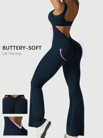 Speed mate אוברול יוגה ללא שרוולים לנשים עם הרמת ישבן, אוברול יוגה ללא גב לנשים עם