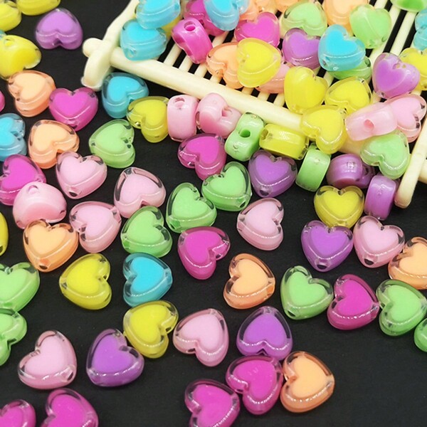 100/50 piezas de cuentas sueltas con forma de corazón transparente de 8mm para hacer joyería, DIY pulseras, collares, cadenas de teléfono, manualidades, suministros para el Día de San Valentín