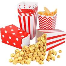 Paquete de 36, bolsas de palomitas de maíz, caja de embalaje, bolsas de palomitas de maíz pequeñas rosa y azul, bolsa de papel para fiesta, suministros para pequeños negocios,  contenedores de bocadillos y dulces, rayas, lunares, ondulado, bolsas de palomitas de maíz para noche de cine, fiesta de cumpleaños, Navidad, regalos para fiestas - Multicolor - Ver 8