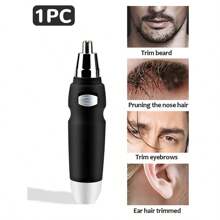 1pc Electric Nose Hair Trimmer Implement Shaver Clipper Men Women Ear Neck Eyebrow Trimmer Shaver Man Clean Trimer Razor Remover Kit - Black - View 1