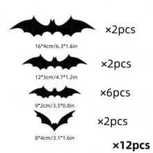 Halloween Dekorationen Innen PVC 3D Furchterregende Fledermaus Wand Deko Selbermachen Halloween Fledermaus Dekorationsaufkleber für Heim Dekoration Badezimmer Innen Party Zubehör, Weihnachten