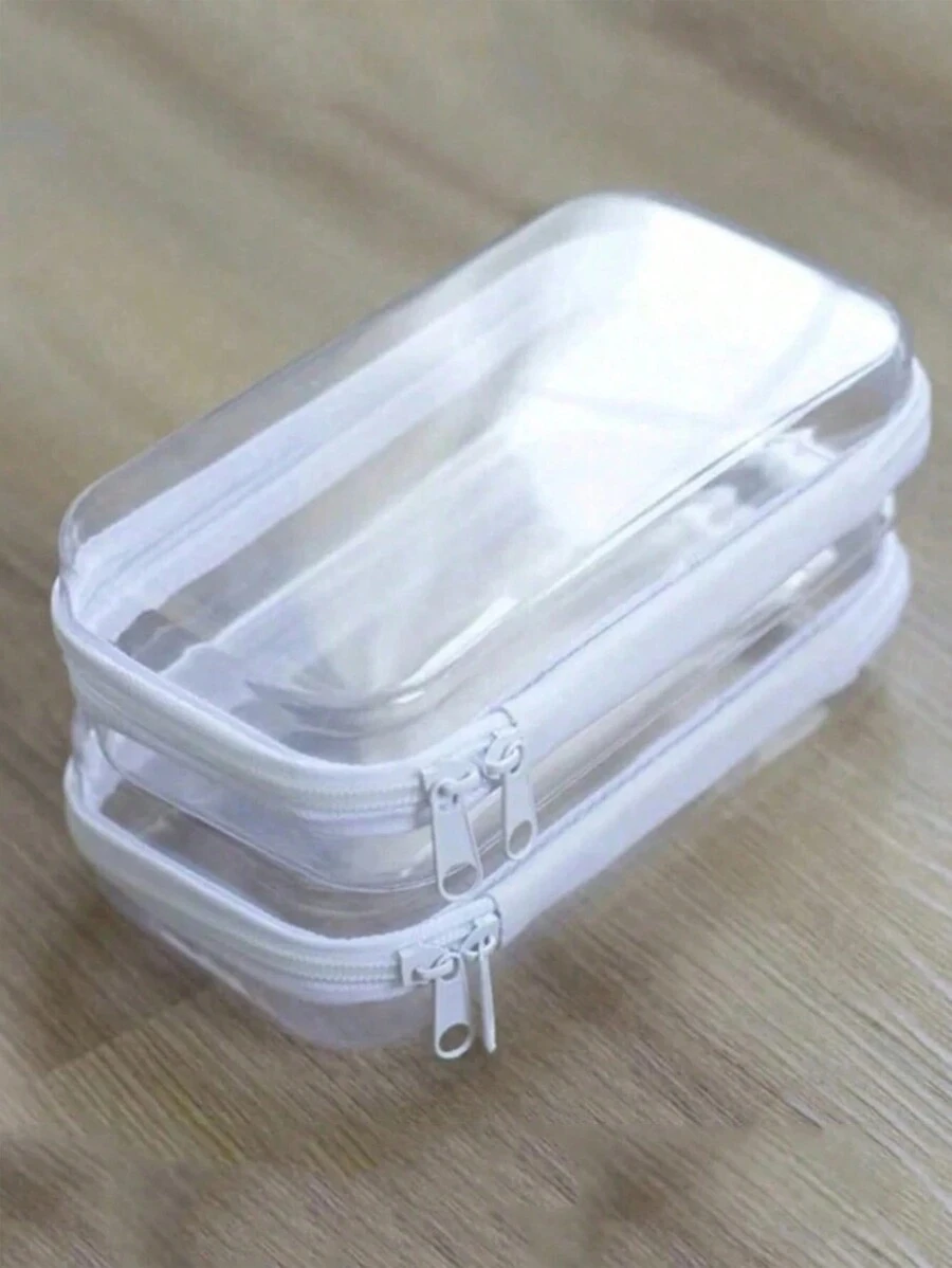 1 件 PVC 拉链玩具收纳盒，白色和透明，透明硬袋可堆叠玩具收纳盒，家庭整理容器，多用途透明，适用于衣物，功能齐全的收纳袋 - 無色 - 查看 1