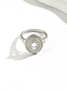 1pc Dainty S925 Silver Hollow Cubic Zirconia Ring, Lightweight Minimalist Design For Daily, Formal Occasions, Weddings, Gifts