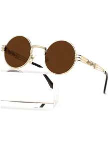 Round Steampunk Fashion Glasses For Men Women Circle Lennon Hippie Glasses Metal Frame - Multicolor - View 20