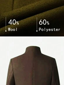 Men's Single Breasted Stand Collar Windbreaker Coat, Autumn/Winter Business Style - Khaki - View 4