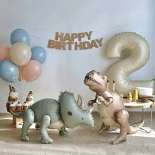 1 件复古哑光 3D 恐龙形状组装铝膜气球生日派对节日森林恐龙氛围装饰球用品，圣诞节 - 恐龍派對 - 查看 1