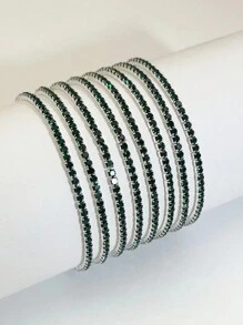 8pcs/10pcs/20pcs/30pcs Rhinestone Beaded Elastic Tennis Bracelet For Women, Fashionable & Versatile, Full Color Options - Elastic Bracelet - View 32