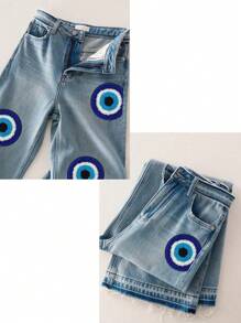 1 件眼睛设计刺绣补丁、DIY 刺绣贴纸、缝纫用品 - 彩色 - 查看 10