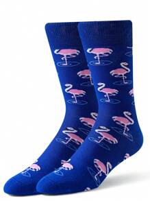 1 par de calcetines divertidos para mujer, nuevos calcetines de moda locos y geniales para hombres, calcetines populares para damas y niñas con diseño de flamencos - Azul - Ver 1