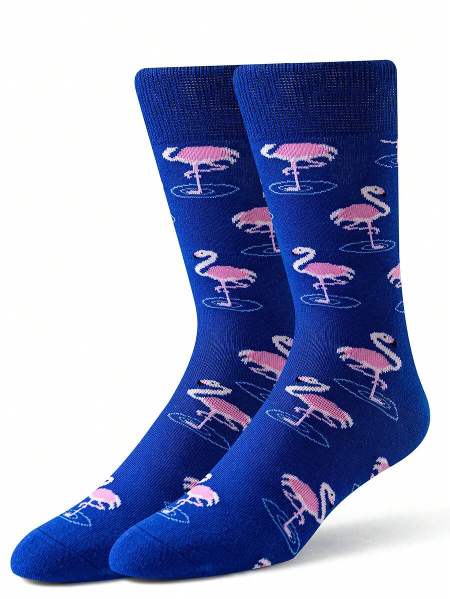 1 par de calcetines divertidos para mujer, nuevos calcetines de moda locos y geniales para hombres, calcetines populares para damas y niñas con diseño de flamencos - Azul - Ver 1