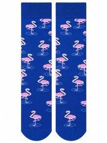 1 par de calcetines divertidos para mujer, nuevos calcetines de moda locos y geniales para hombres, calcetines populares para damas y niñas con diseño de flamencos - Azul - Ver 3