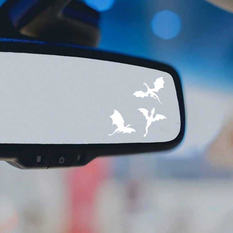 3pcs/Set Tiny Dragons Rearview Vinyl Stickers Halloween Car Decal Waterproof Decal For Car , Laptops And Glass Surfaces - one-size - View 2