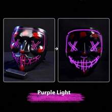 Cyberpunk LED Glowing Full Face Mask V-Shape Cold Light Funny Party Rave Horror PVC Face Mask - Multicolor - View 12