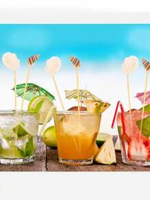 40 件/50 件/100 件一次性白色贝壳鸡尾酒签海螺手工牙签竹串用于开胃菜水果三明治、食物签牙签适用于夏季夏威夷派对鲁奥海滩假期 - 彩色 - 查看 5