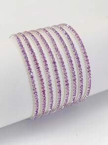 8pcs/10pcs/20pcs/30pcs Rhinestone Beaded Elastic Tennis Bracelet For Women, Fashionable & Versatile, Full Color Options - Elastic Bracelet - View 29