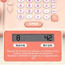 Caja registradora de supermercado, juguete todo en  de simulación, cajero para bebés, niño y niña, juego de casa de juegos - Naranja - Ver 7