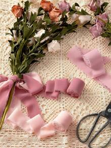 3/1 rollos, cinta de seda de gasa con borlas hecha a mano, cinta de raso rosa, crema, color arena, roja, para juego de invitaciones de boda, ramo de novia, embalaje de regalo, artesanía DIY de lazos, decoración de fiesta, embalaje de caja de regalo - Multicolor - Ver 10