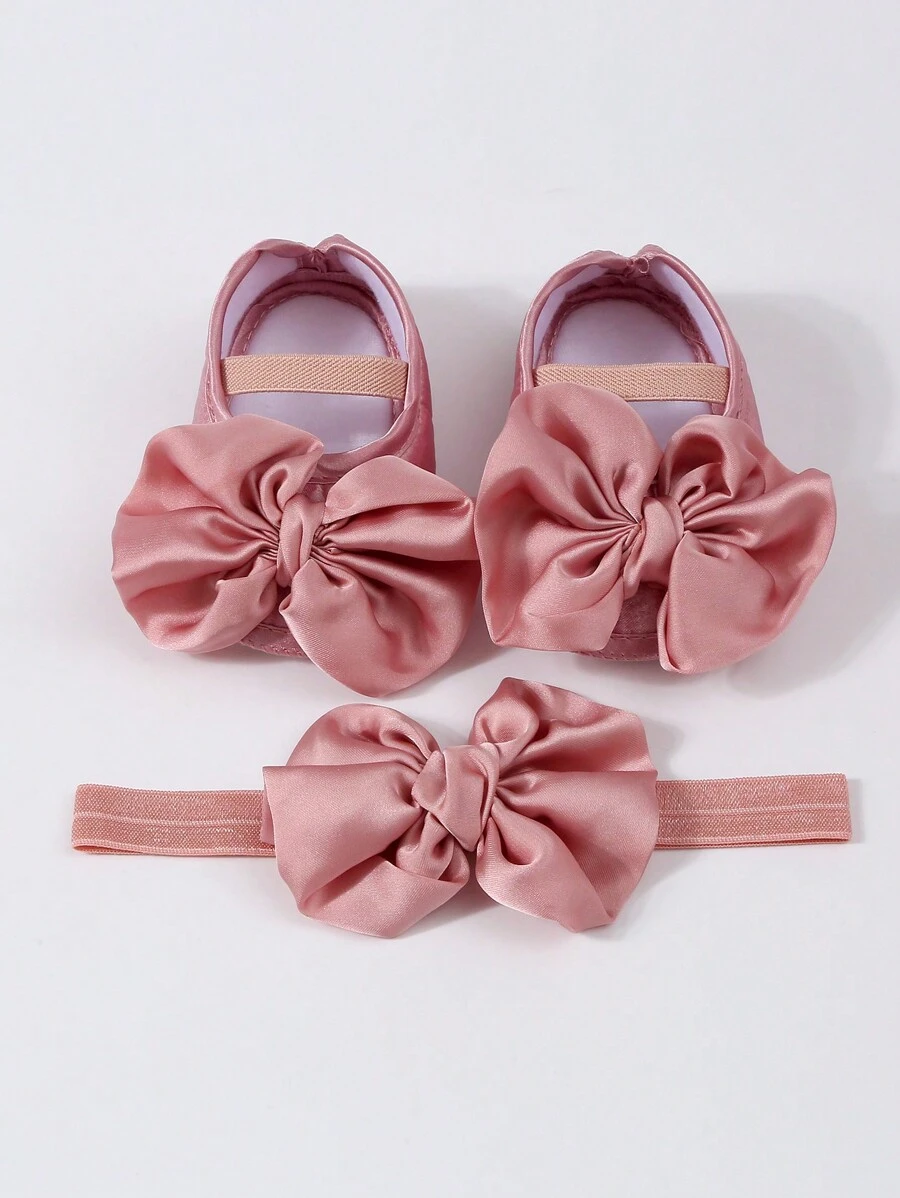 1 件女婴蝴蝶结头带 + 1 双幼儿防滑袜子，生日礼物情人节 - 粉色 - 查看 1