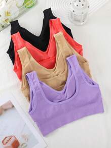 4pcs/Set Women's Sports Bra Racerback Yoga Fitness Running Padded Bras, Lingerie