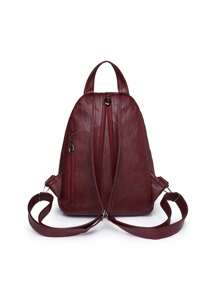 Fashion PU Flap Cover Backpack, Multi-Pocket Student Shoulder Bag, Versatile Carrying Methods