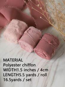 3/1 rollos, cinta de seda de gasa con borlas hecha a mano, cinta de raso rosa, crema, color arena, roja, para juego de invitaciones de boda, ramo de novia, embalaje de regalo, artesanía DIY de lazos, decoración de fiesta, embalaje de caja de regalo - Multicolor - Ver 5