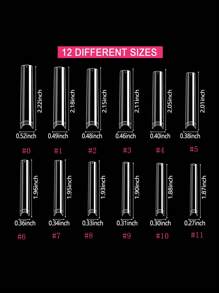 240 Cái/Hộp 3Xl Trong Suốt Nửa Đầu Móng Tay Giả Cho Móng Acrylic Chuyên Nghiệp Dài Thêm Thuôn Vuông Thẳng Bấm Vào Móng Gel Đầu Móng Tay Cho Tiệm Làm Móng Đồ Dùng Làm Móng Tay - Trong sáng - Xem 2