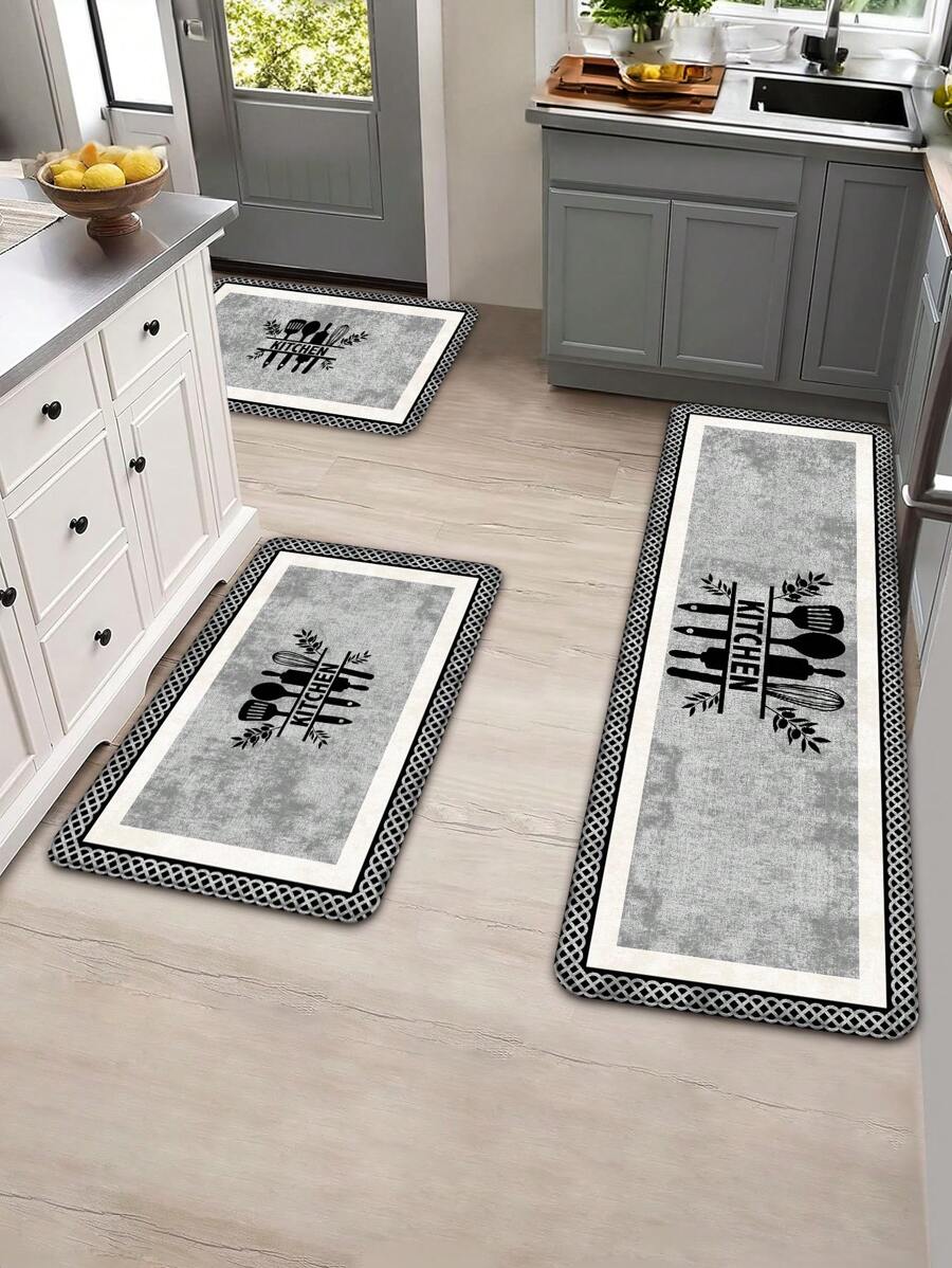 [Surdimensionné] 1 pièce Tapis de sol de cuisine - Tapis de cuisine anti-fatigue pour l'automne et l'hiver, confortable pour se tenir debout - Imperméable, facile à nettoyer, ensemble de tapis de cuisine épais antidérapants, convient pour la maison, le bureau, l'évier, la buanderie