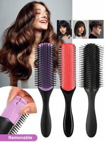 1 件装尼龙针造型发刷，卷发湿发或干发经典顺发刷，用于分发造型、定型卷发、吹干造型、顺发 - 彩色 - 查看 5