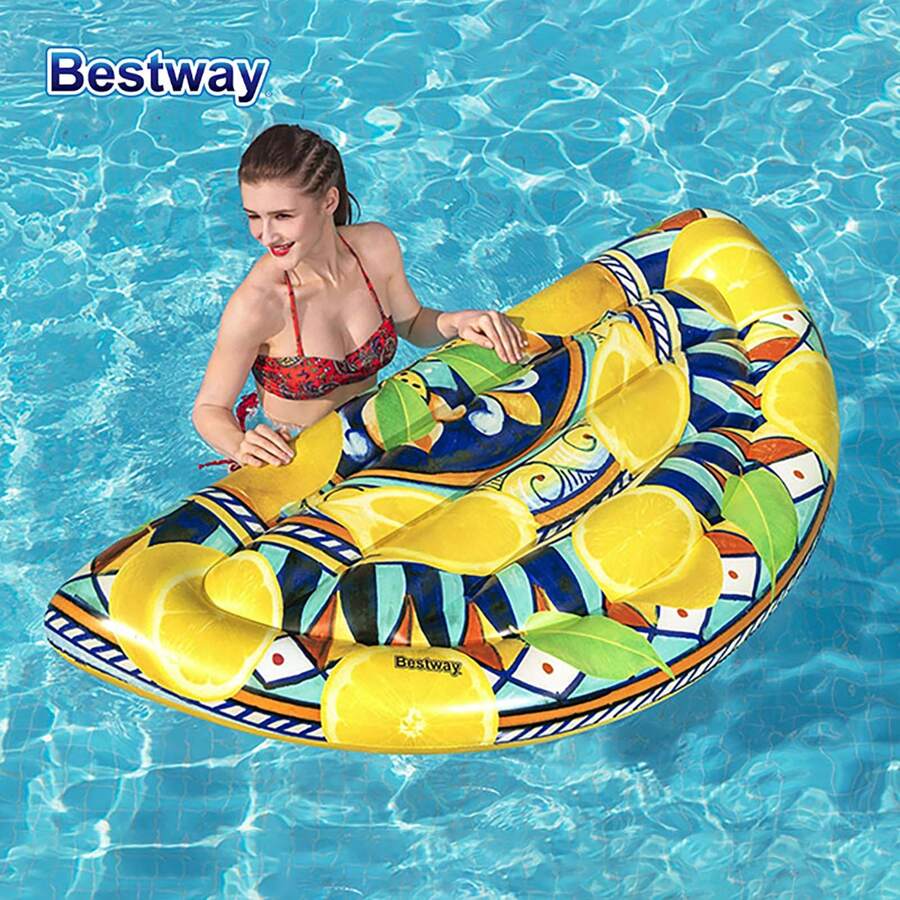 Bestway Sunbathing Lemon Small Clear Inflatable Float Drain On Sofa Inflatable Mattress Recliner Beach Mat Swimming Ring, For Pool - Yellow - View 1