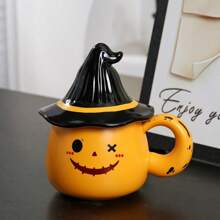 1 pieza Taza de cerámica con fantasma para Halloween, con superficie de cerámica suave y sombrero de cerámica, taza de café novedosa, taza de agua para el hogar de 350ml/12.3oz adecuada para fiesta de Halloween - Multicolor - Ver 13
