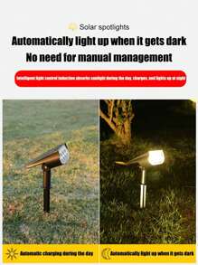 1件/3件/5件 7LED 戶外太陽能聚光燈投光燈,防水設計,無需手動充電,自動開關,適用於庭院、景觀、噴泉、花園、樓梯、圍欄 - 黑色 - 查看 10