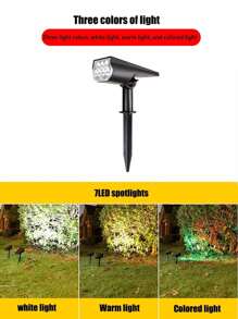1件/3件/5件 7LED 戶外太陽能聚光燈投光燈,防水設計,無需手動充電,自動開關,適用於庭院、景觀、噴泉、花園、樓梯、圍欄 - 黑色 - 查看 9