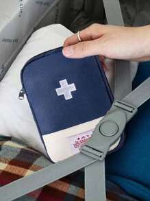 1 pièce Sac de médecine d''urgence extérieur étanche en nylon, sac de prévention des épidémies portable avec fermeture éclair en maille rouge, sac de rangement de médecine d''urgence de voyage, de camping, de ménage. Boîte à pilules, étui à pilules, organisateur de pilules, conteneur de pilules. Accessoires de voyage, organisateur de voyage, essentiels de voyage, sac de voyage. Trousse de premiers soins pour les vacances d''été, les vacances au collège, les croisières
