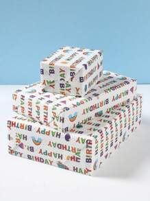 6件50*70cm叶子恐龙&水彩恐龙&工程车&彩虹风格礼品包装纸，礼品装饰，礼品包装用品，适用于生日派对婚礼房间桌面礼品装饰 - 彩色 - 查看 5