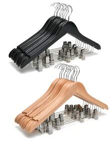 10 Móc Treo Bằng Gỗ Có Kẹp, Móc Treo Áo Bằng Gỗ Cao Cấp Cho Tủ Quần Áo, Móc Treo Quần Bằng Gỗ Tự Nhiên Bền Đẹp Có Kẹp Cho Quần, Bộ Quần Áo, Váy, Quần Jean, Áo Sơ Mi, Quần Short - Nhiều màu - Xem 6