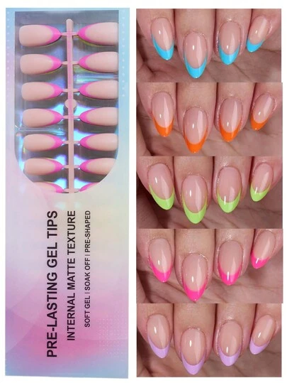 150 piezas de uñas postizas de gel de estilo francés de almendra de tamaño mediano, uñas postizas francesas de acabado mate, uñas postizas de gel suave. Estas uñas postizas vienen en 15 tamaños para manualidades de arte de uñas, adecuadas para uso de mujeres y salones de uñas. Uñas postizas, suministros de uñas