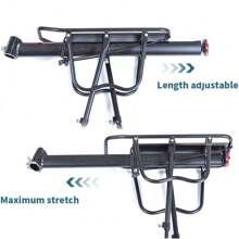 UNHO Bike Rear Rack Carrier Universal Adjustable Bicycle Rear Luggage Touring Carrier Racks 50KG Capacity Adjustable Mountain Bicycle Back Seat Rack Holder With Reflector