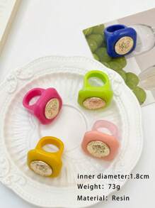 5 cái/bộ Nhẫn hình khối thời trang, thích hợp để đeo hàng ngày và dự tiệc - khối - Xem 4